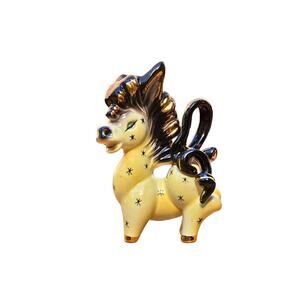 MCM Atomic Retro Pony Ceramic Figurine, Yellow Starburst Pattern on Small Horse